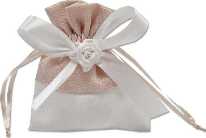 Set Bomboniere Battesimo O Nascita Bambina - 12 Sacchetti Juta Rosa, Confetti, Bigliettini Personalizzabili - Foto 8