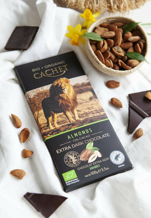 12 Tavolette di Cachet mandorle cioccolato extra fondente tavolette 100g (consegna gratuita )