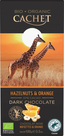 12 Tavolette di cioccolato Belga Cachet nocciola e arancia (consegna gratuita ) (hazelnuts & orange )