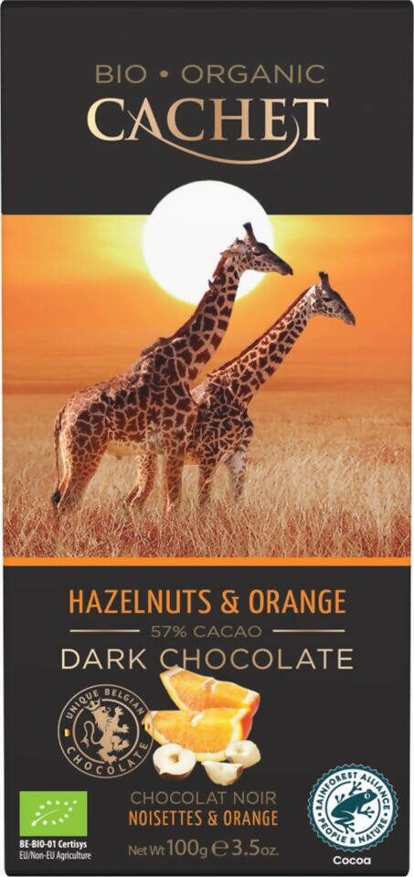 12 Tavolette di cioccolato Belga Cachet nocciola e arancia (consegna gratuita ) (hazelnuts & orange )
