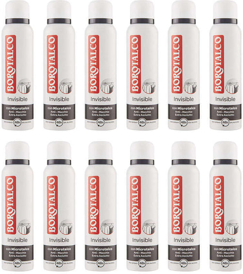 12 x Deodorante Borotalco Deo Spray Invisible Promo Pack Confezione 12 Bottiglie