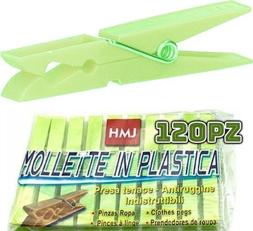 120-Pezzi-Mollette-Pinze-Bucato-Panni-Plastica-Extraforte-Verde-Stendibiancheria
