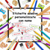 120 PZ Kit di etichette adesive per bambino con personaggi e nome 30x7 mm
