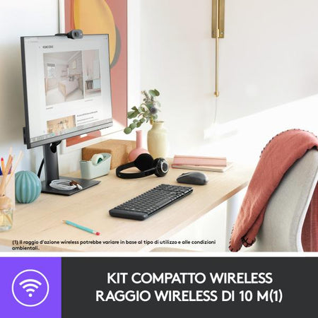 Logitech Kit Tastiera+mouse Wireless Slim Usb Nero Mk220 920-003721