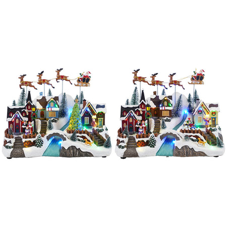 Scena animata per villaggio di Natale con Led e musica decorazione da interno