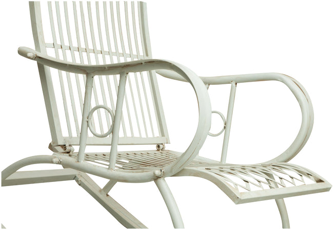 Biscottini Biscottini Sedia Poltrona Dondolo Ferro Battuto Bianco 127x64x90 con Braccioli