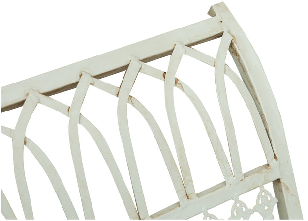 Biscottini Biscottini Sedia Poltrona Dondolo Ferro Battuto Bianco 127x64x90 con Braccioli