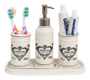 Biscottini Set bagno Savons Superfines 4 pezzi in porcellana bianca decorata L25xPR10xH21 cm