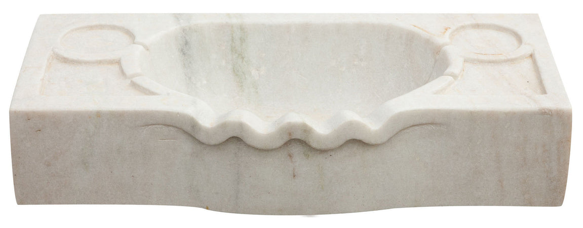 Biscottini Biscottini Lavandino Smerlato Marmo Bianco 60x30x14 Vasca Unica Interni Esterno