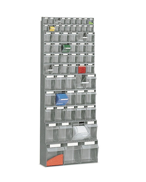 Scaffale a muro con vari cassetti in polipropilene estraibili cm. 60x22,4x154h