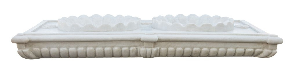 Biscottini Biscottini Lavabo Vasca Artigianale Marmo Bianco 2 Buchi 130x56x15 Interno