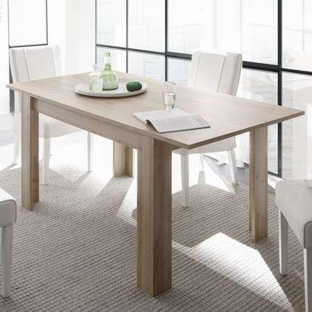 Tavolo "Gliese" con gambe e piano in MDF, design moderno, per arredo interno 137/185 x 90 h 76 cm