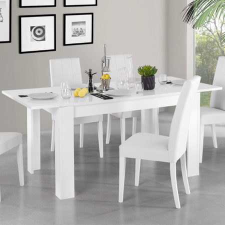 Tavolo "Gliese" con gambe e piano in MDF, design moderno, per arredo interno 137/185 x 90 h 76 cm