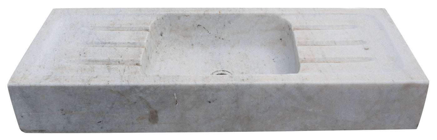 Biscottini Acquaio in marmo bianco L102xPR41xH15 cm Vasca realizzata completamente