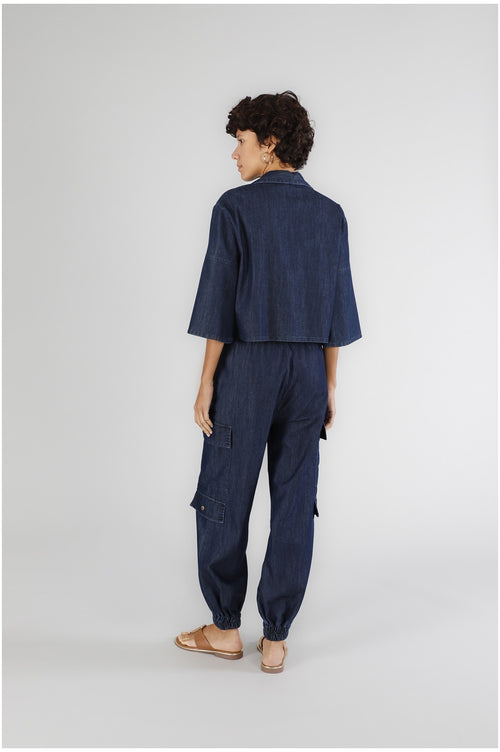 PANTALONI TIPO CARGO IN TELA DENIM