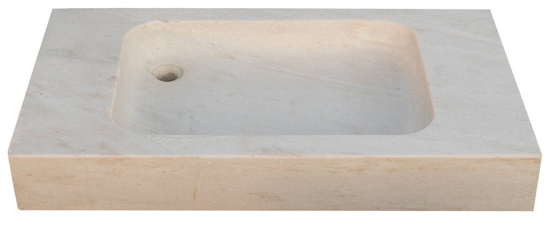 Biscottini Acquaio in marmo bianco L89xPR52xH13 cm Vasca realizzata completamente