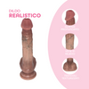 Dildo Realistico con Testicoli Ventosa Morbido Flessibile Effetto Naturale 21 cm
