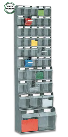 Scaffale a muro in polipropilene a cassetti cm. 60x32,6x198,9h