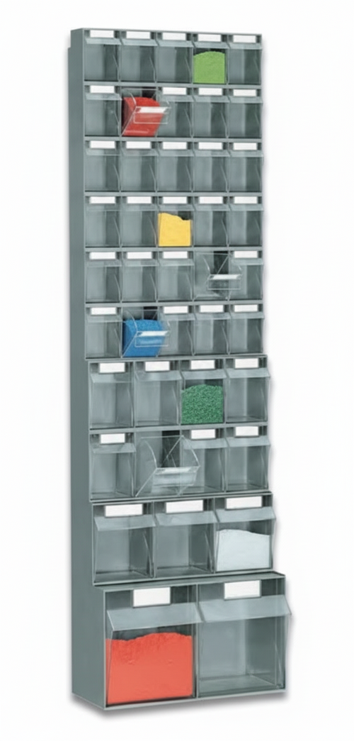 Scaffale a muro in polipropilene a cassetti cm. 60x32,6x198,9h