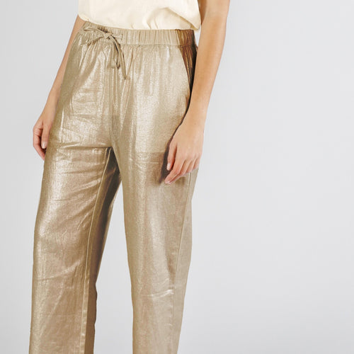 PANTALONE PALAZZO IN LINO PLACCATO
