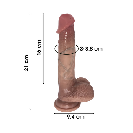 Dildo Realistico con Testicoli Ventosa Morbido Flessibile Effetto Naturale 21 cm