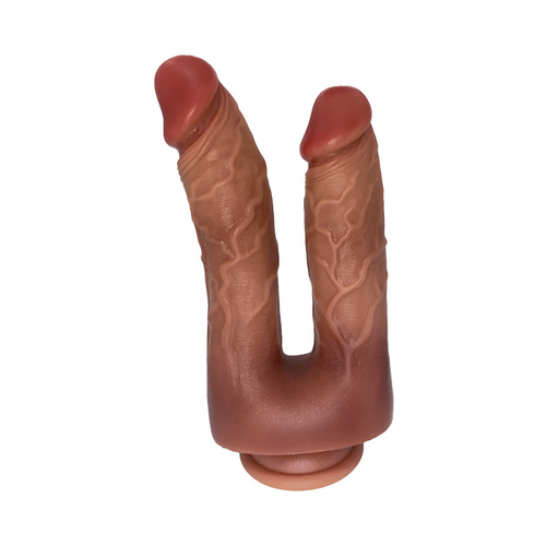 Dildo Doppio Realistico con Ventosa in silicone per Doppia Penetrazione Strap-On