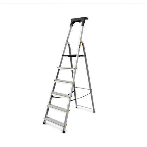 Drabest Scala Pro In Alluminio Con Ripiano, 6 Gradini, 150 Kg