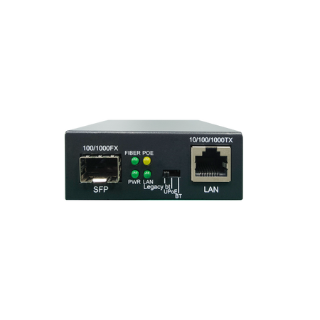 LevelOne Convertitore multimediale Gigabit da RJ45 a SFP, 802.3bt 60W PoE PSE, 1000Mbps, IEEE 802.3, IEEE 802.3ab, IEEE 802.3af, IEEE 802.3at, IEEE 802.3bt, IEEE 802.3u, IEEE 802.3x, IEEE..., Veloce