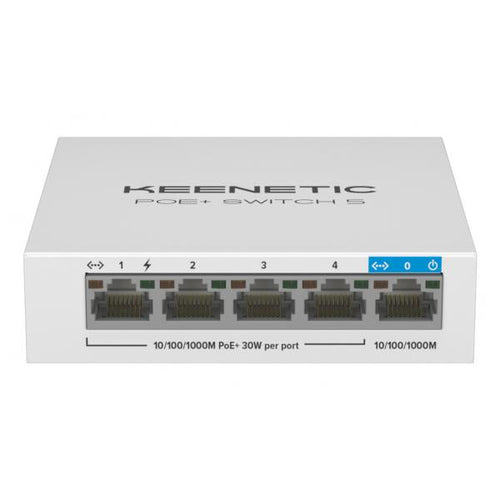 KEENETIC POE+ SWITCH 5 (KN-4610), SWITCH 1 PORTA 1GBPS + 4 PORTE 1 GBPS POE+, 30 W 802.3af/at (PoE+)