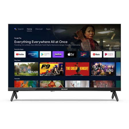 Televisore Sharp 24fh2ea - Display 24 Pollici Led - 1366x768 Hd - DvB-T2/c/s2 - Slot Ci+, 3x Hdmi, 2x Usb, Lan, Wifi - Android Tv - Vesa - Nero