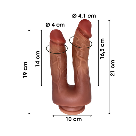 Dildo Doppio Realistico con Ventosa in silicone per Doppia Penetrazione Strap-On