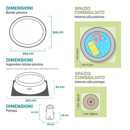 Intex Piscina Easy Set Blu Con Pompa 28602 305x305x61cm 28118
