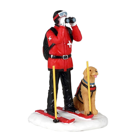 Ski Patrol personaggio statuetta  in poliresina per villaggio di Natale h 7,5 cm