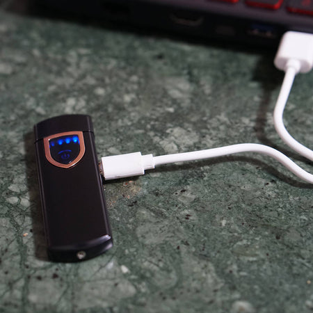 Accendino Elettrico Dual Face USB Ricaricabile Antivento Senza Fiamma Colore Nero Opale