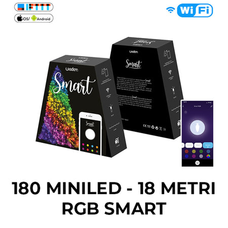Catena Di Luci Per Albero Di Natale Smart App Tuya Da 180 Led 18 Metri Wifi Rgb