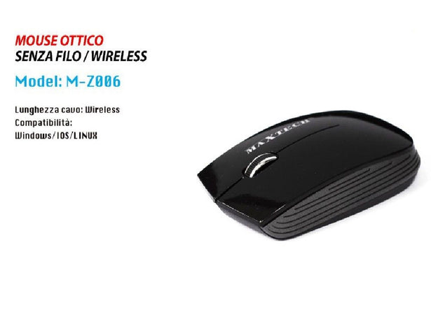 Mouse Wireless Da 2.4 Ghz Senza Filo Ultra Slim Bianco - Nero Pc Tablet Design