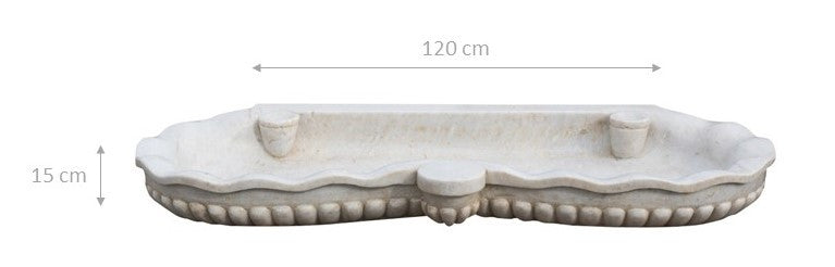 Biscottini Biscottini Vasca Marmo Bianco Smerlata Fatta a Mano 120x56x15 Lavabo Interni