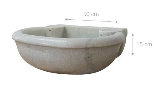 Biscottini Lavandino in marmo bianco L50xPR40xH15 cm Vasca realizzata completamente