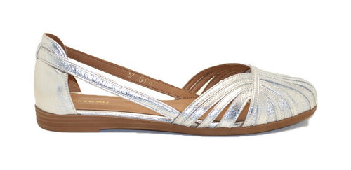 Frau ballerina ragnetto in pelle laminata argento 03X4