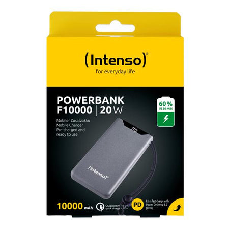 INTENSO POWER BANK F10000, PD, QUALCOMM QUICK CHARGE 3.0, DIGITAL PERCENTAGE DISPLAY, GRIGIO