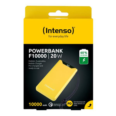 INTENSO POWER BANK F10000, PD, QUALCOMM QUICK CHARGE 3.0, DIGITAL PERCENTAGE DISPLAY, GIALLO