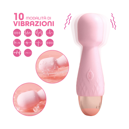 Mini Wand Massager in Silicone Morbido Massaggiatore Vibratore Clitorideo USB