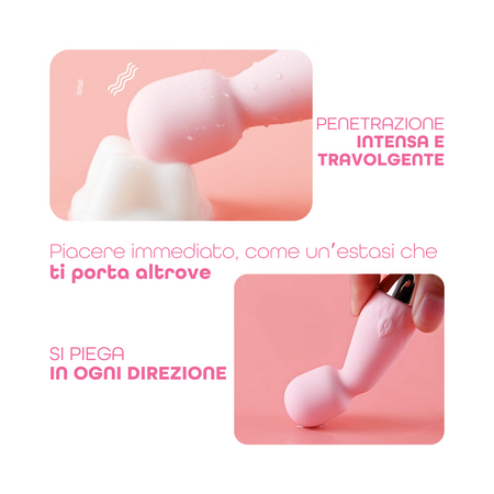 Mini Wand Massager in Silicone Morbido Massaggiatore Vibratore Clitorideo USB