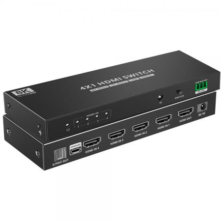 Switch 4x1 HDMI 2.1 8K 3D con SPDIF Ottico