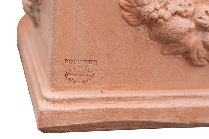 Biscottini Vaso cubo festonato in Terracotta 100% Made in Italy interamente Lavorata a Mano