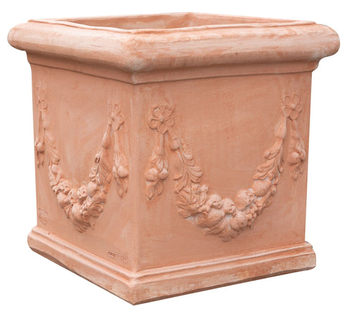 Biscottini Vaso cubo festonato in Terracotta 100% Made in Italy interamente Lavorata a Mano