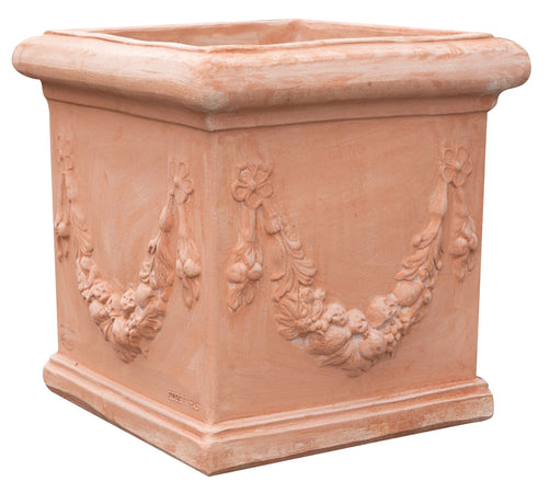 Biscottini Biscottini Vaso Cubo Festonato Terracotta Made Italy Lavorato Mano 44x44x44