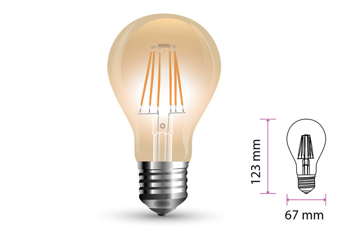 Lampada Filo Led a Filamento E27 10W A67 Bianco Caldo 2200K Cover Amber SKU-217157