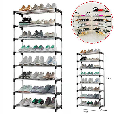 Scarpiera Scaffale Multiuso 8 Ripiani In Metallo Salvaspazio 123x30x60cm