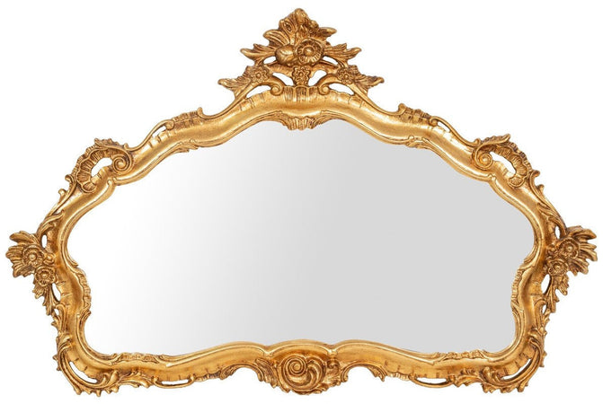 Biscottini Specchiera Biscottini Legno Foglia Oro Anticato Parete 110x4x72 Italiana